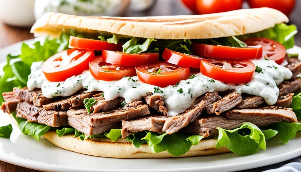 Delicious Greek Gyro with Seasoned Meat