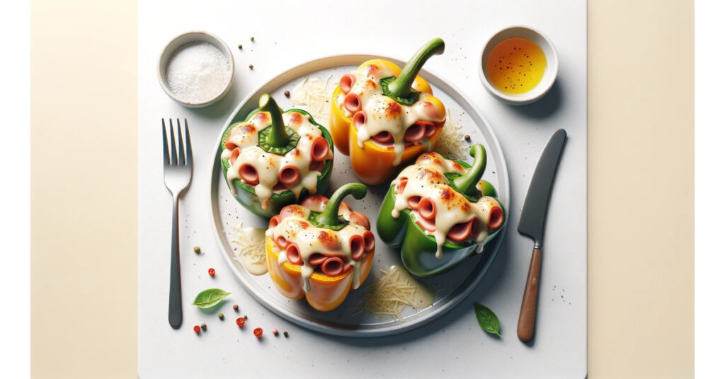 Final dish Ham and Cheese Stuffed Peppers