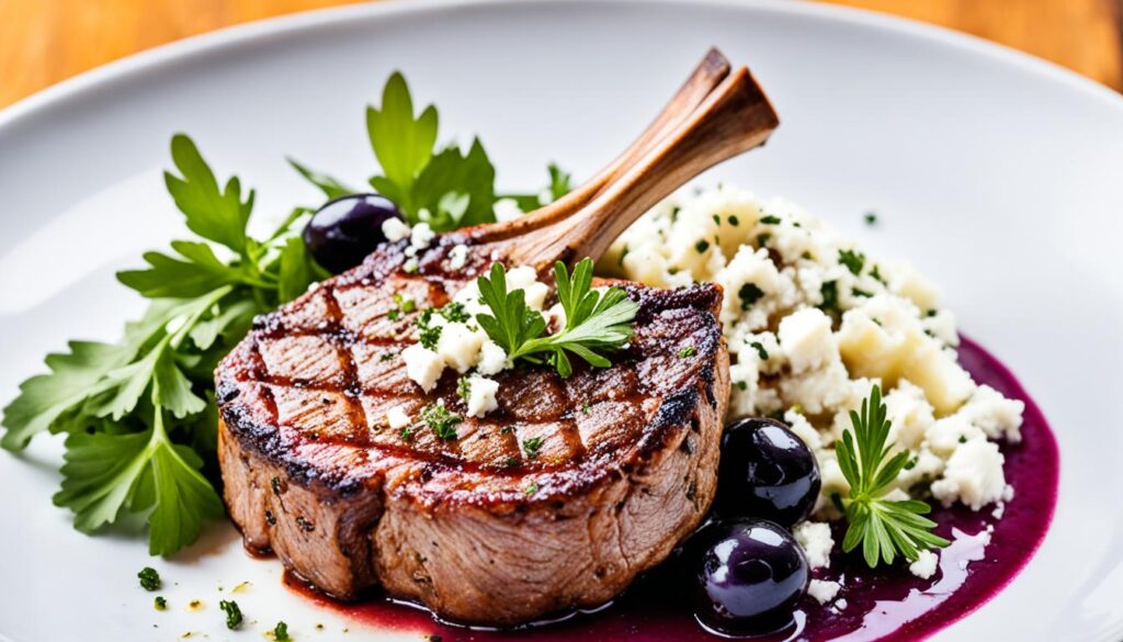 Greek-style lamb chops with feta and olives