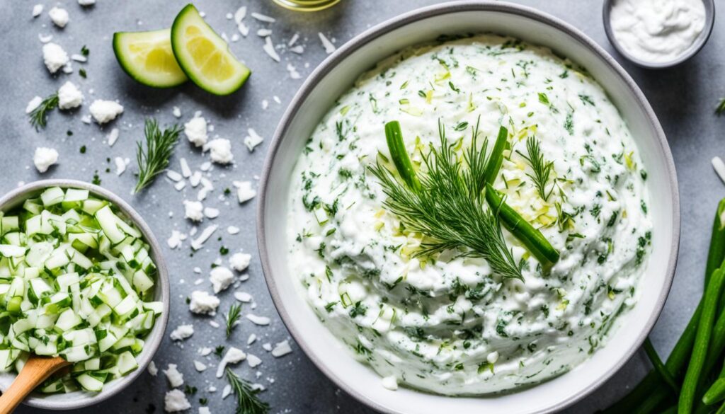 Homemade Tzatziki Sauce Preparation