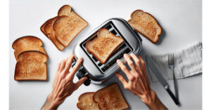 Step 2 Toasting slices of whole grain bread to a golden brown