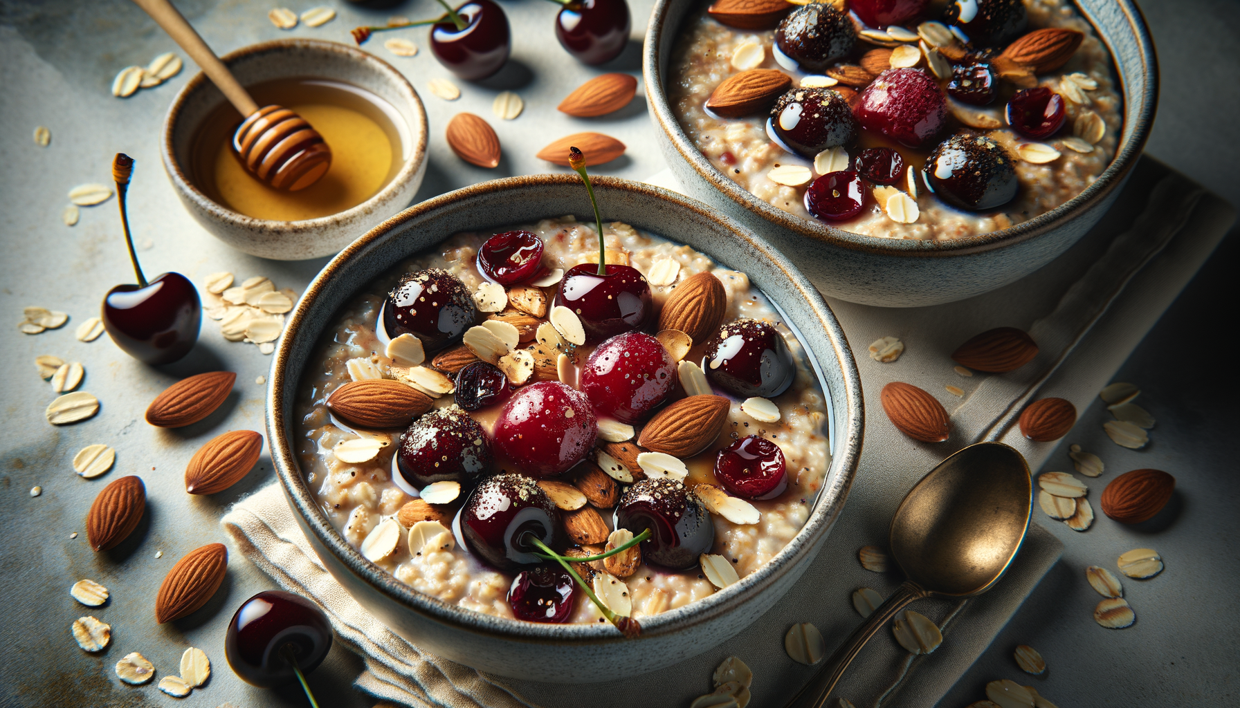 Mediterranean Almond Cherry Oatmeal Bowls