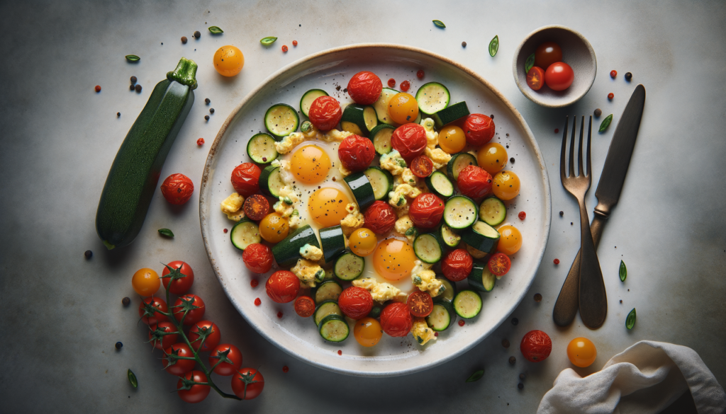 Mediterranean Cherry Tomato & Zucchini Scrambled Eggs