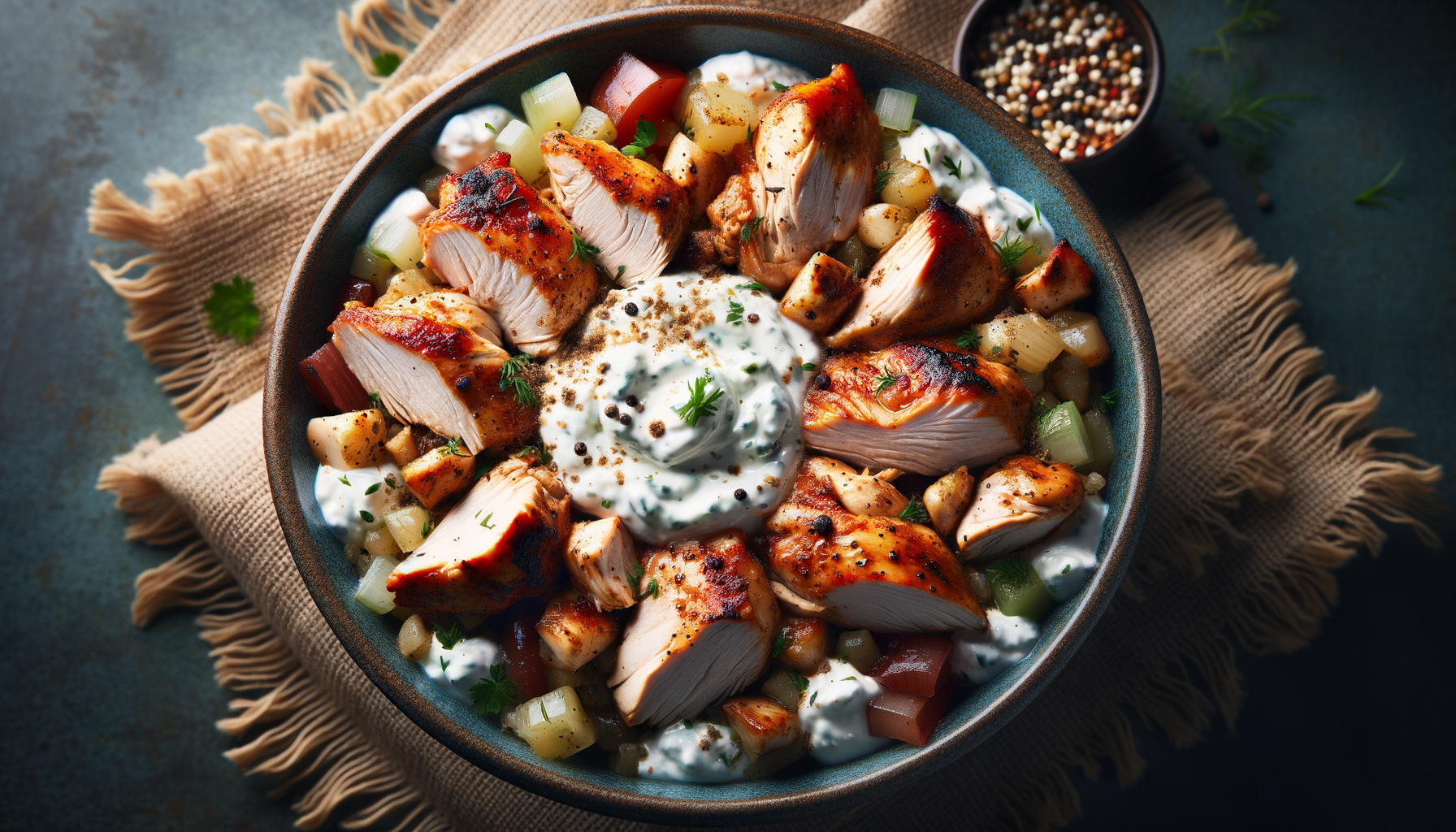 Mediterranean Chicken Bowl with Greek Yogurt Tzatziki Sauce