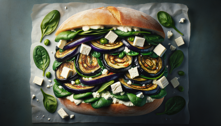 Mediterranean Eggplant, Spinach, and Feta Sandwiches