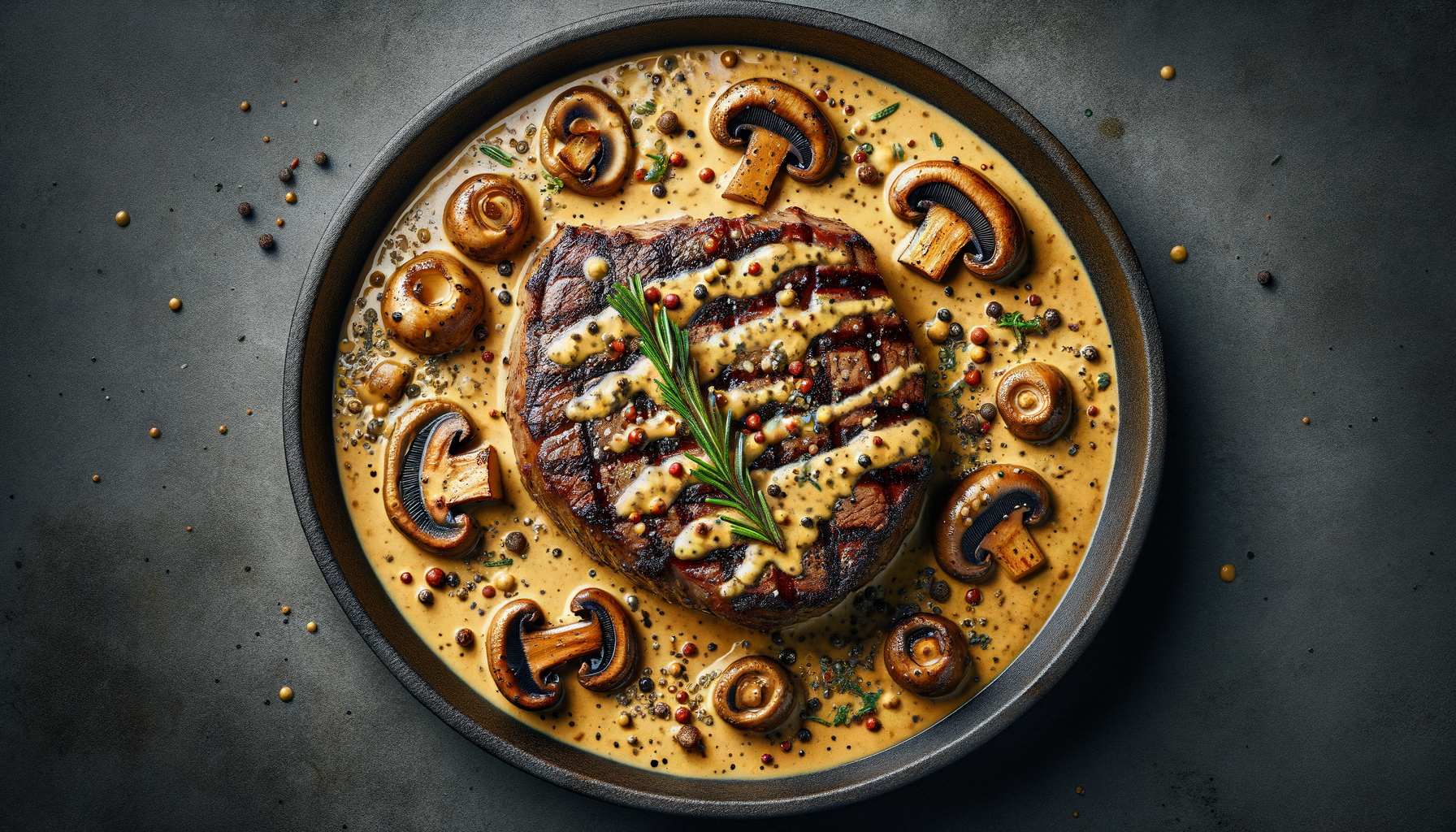 Mediterranean Mustard Steak in Mushroom Sauce