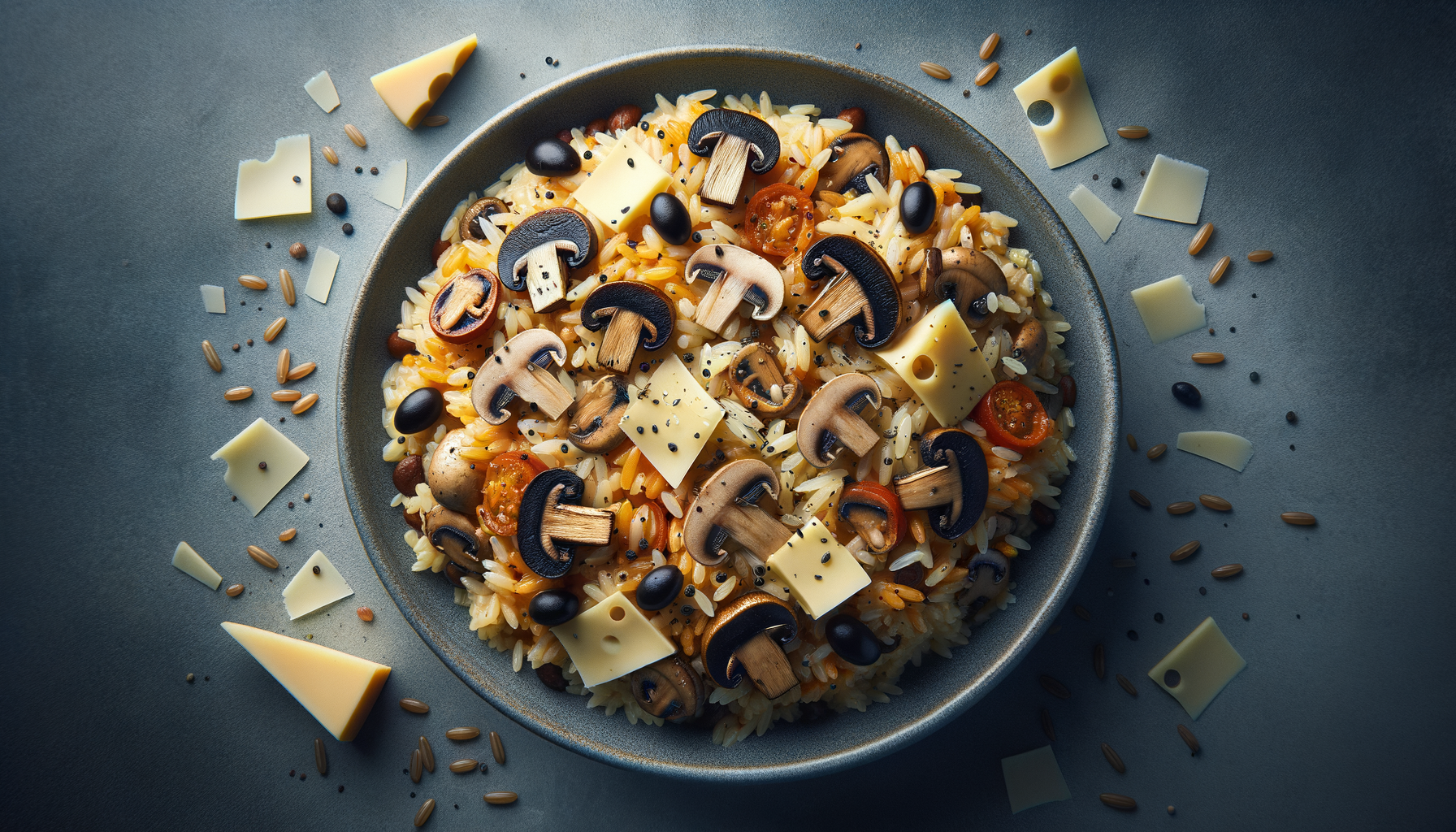 Mediterranean Rice with Cheese and Mushrooms