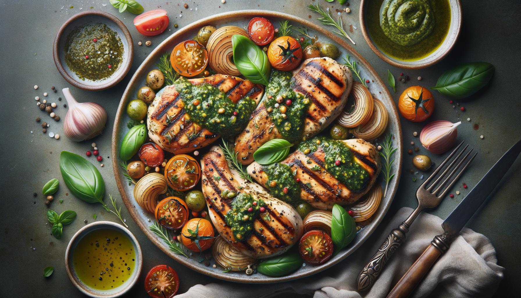 Mediterranean Spanish Pesto Chicken Breasts