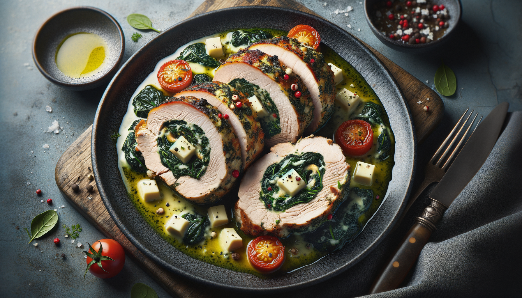 Mediterranean Spinach-cheese stuffed Pork Lion