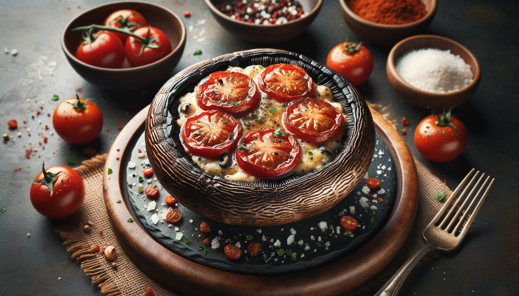 Mediterranean Stuffed Portobello Mushroom with Tomatoes