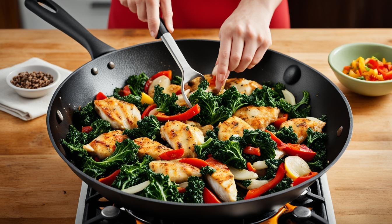 Nutritious Chicken and Kale Stir-Fry with Brussels Sprouts