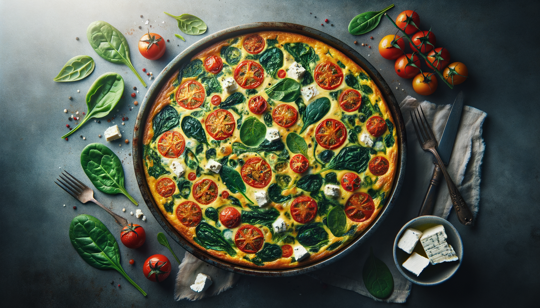 Tuscan Frittata with Spinach, Tomatoes, and Goat Cheese