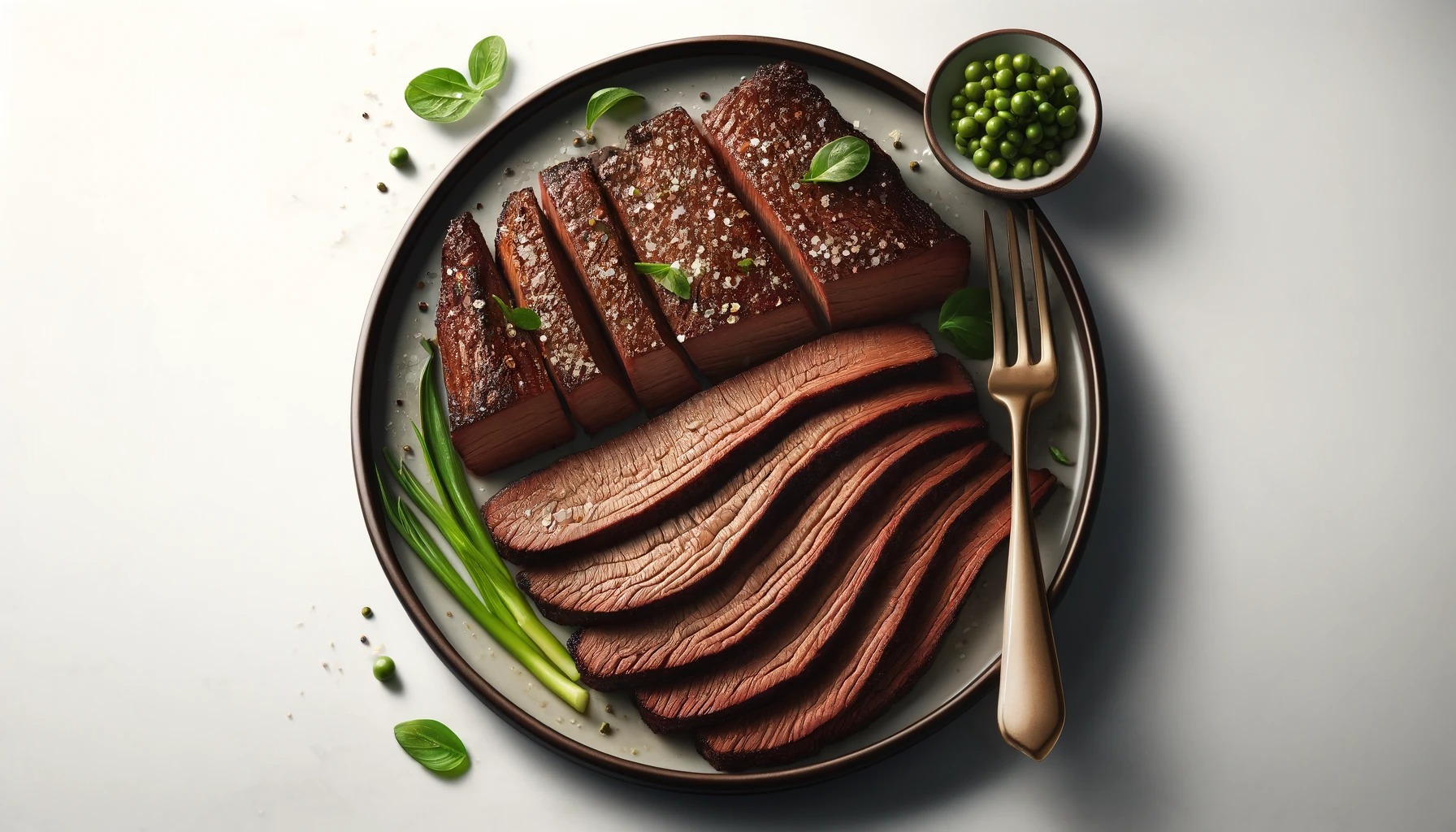 Brisket served on a plate with garnish