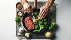 Adding garlic and ginger to the skillet