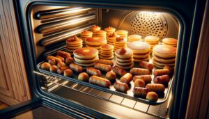 Pancake and sausage bites baking in the oven